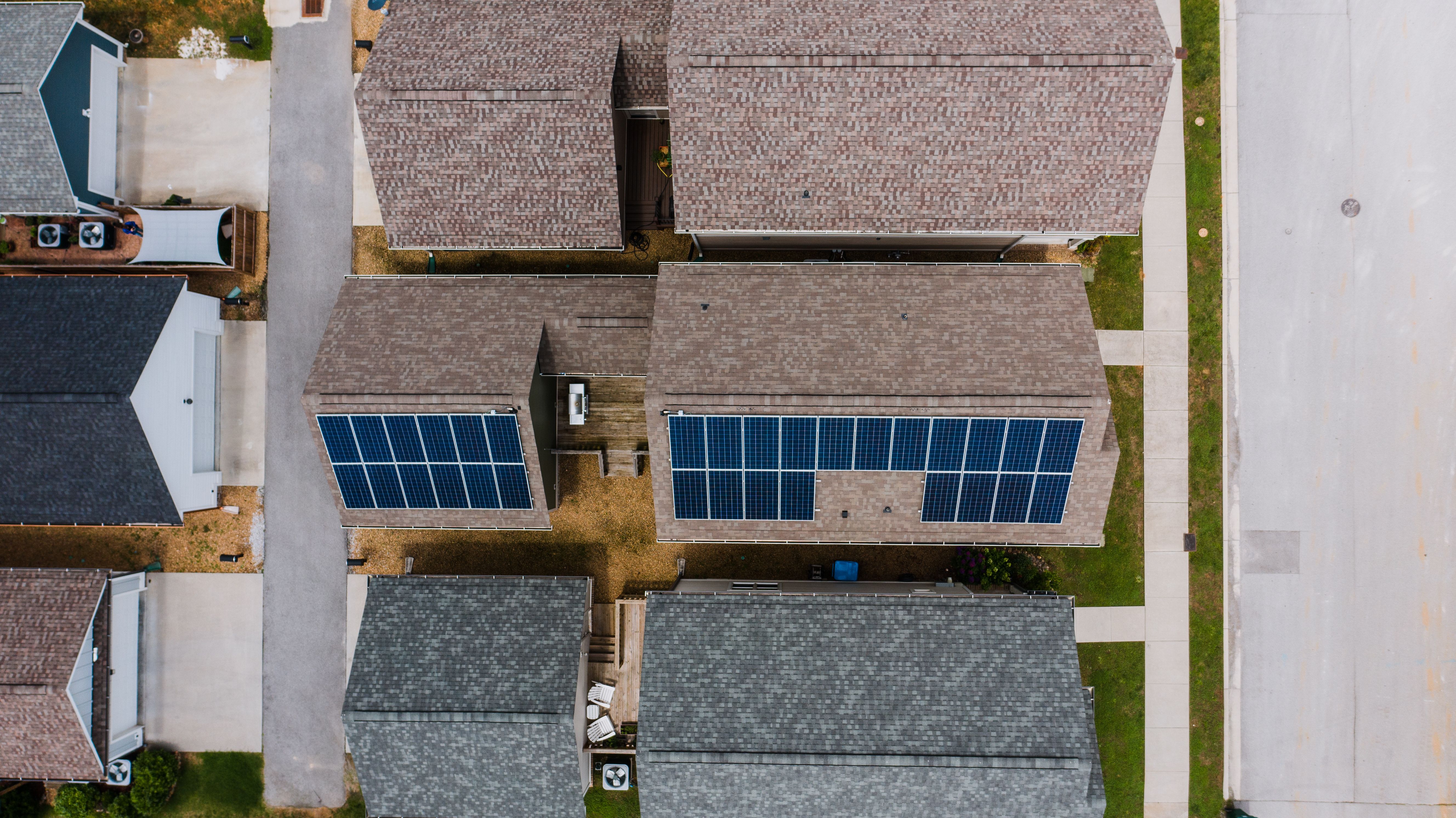 Solar panel installation on home roof